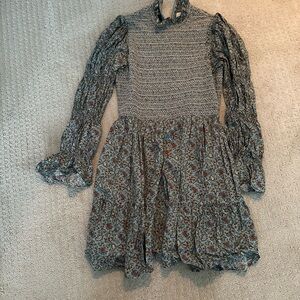 Doen Floral Long Sleeve Dress - Blue and Brown